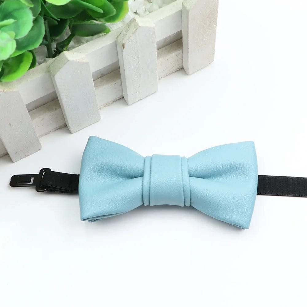 ZONFAZ Kids PU Leather Solid Bow Ties