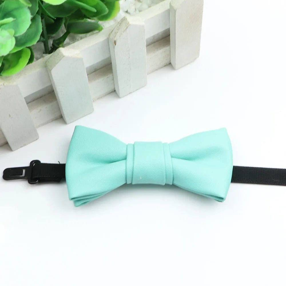 ZONFAZ Kids PU Leather Solid Bow Ties