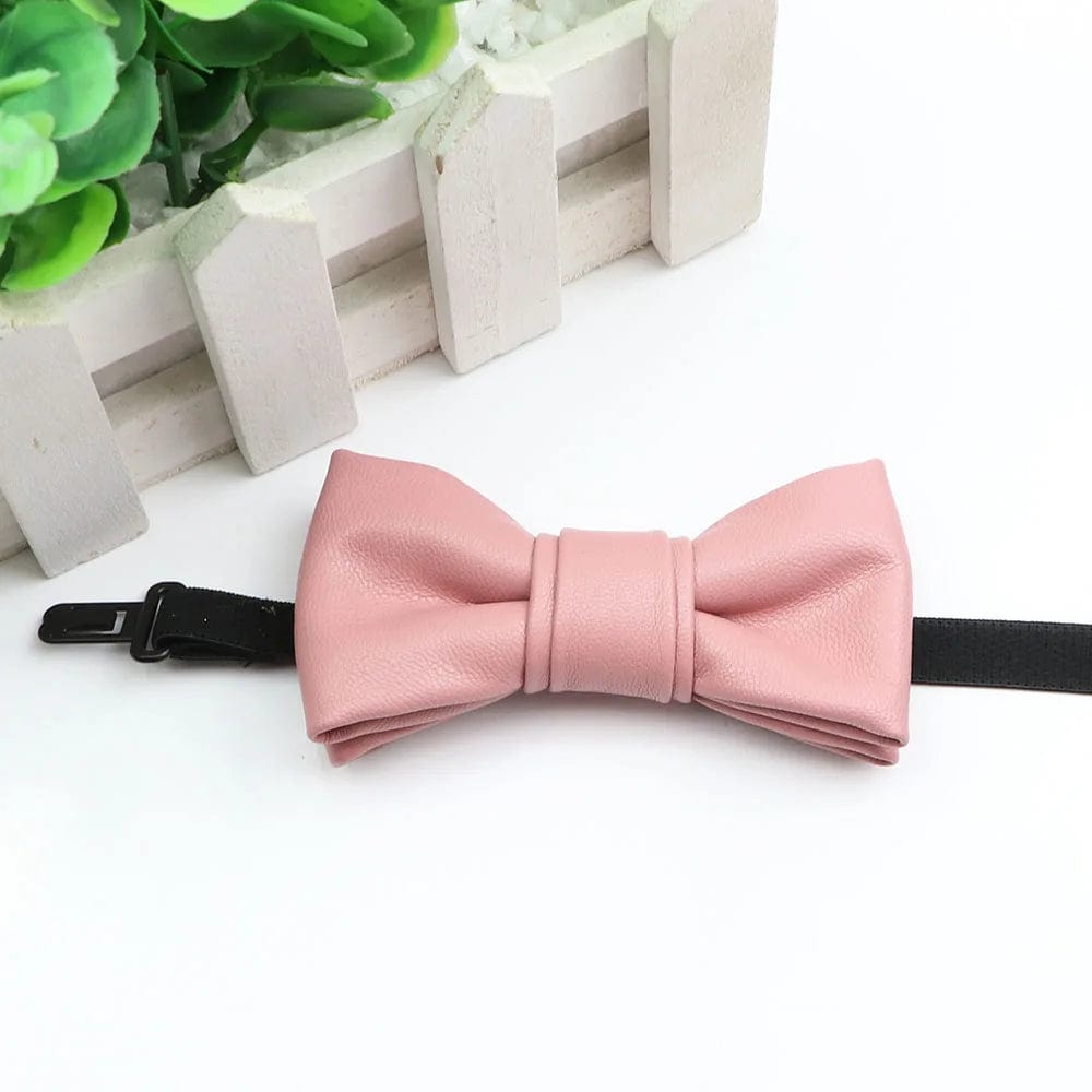 ZONFAZ Kids PU Leather Solid Bow Ties