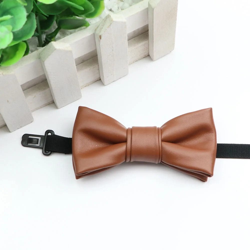 ZONFAZ Kids PU Leather Solid Bow Ties