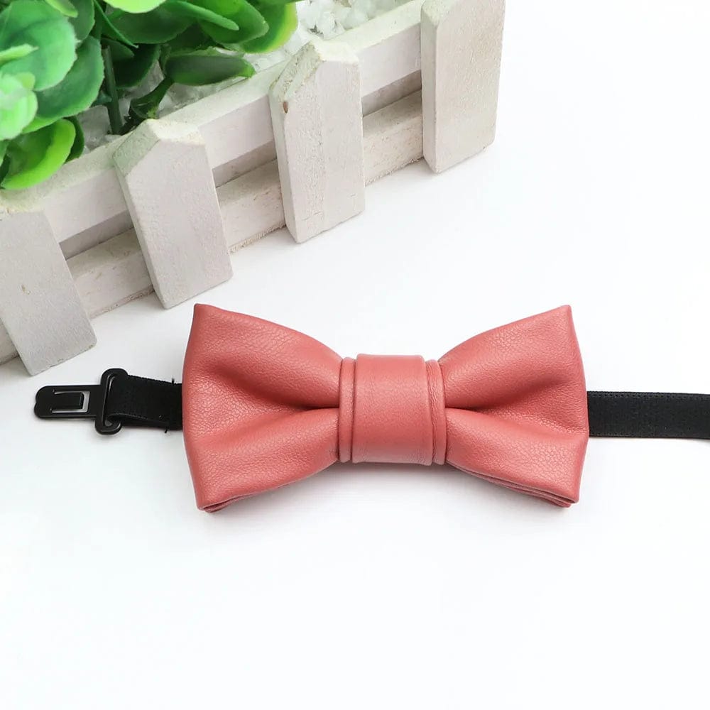 ZONFAZ Kids PU Leather Solid Bow Ties