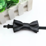 ZONFAZ Kids PU Leather Solid Bow Ties