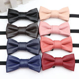 ZONFAZ Kids PU Leather Solid Bow Ties