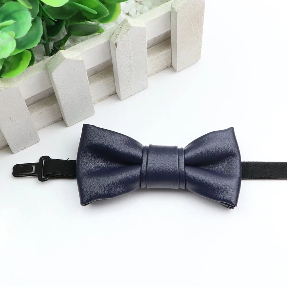 ZONFAZ Kids PU Leather Solid Bow Ties