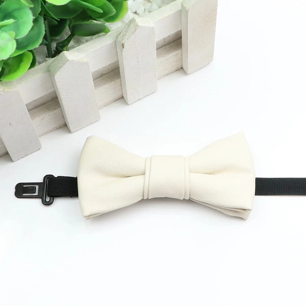 ZONFAZ Kids PU Leather Solid Bow Ties