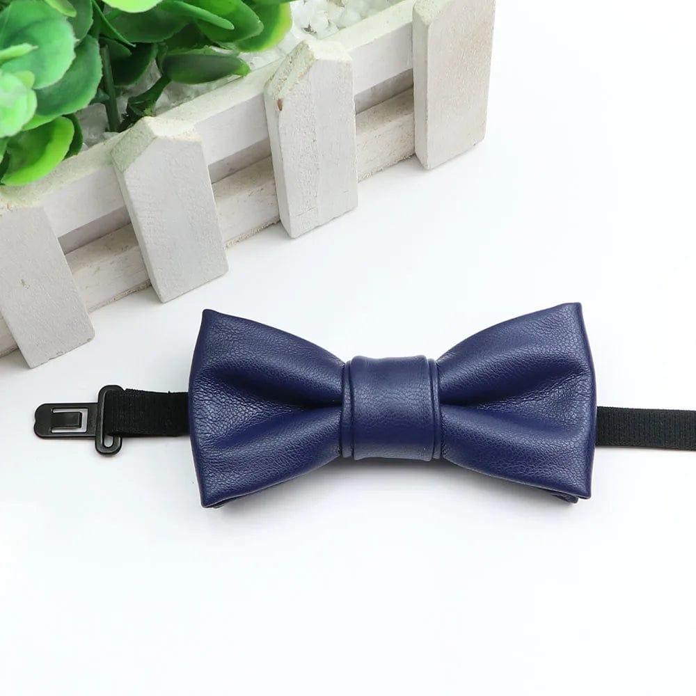 ZONFAZ Kids PU Leather Solid Bow Ties