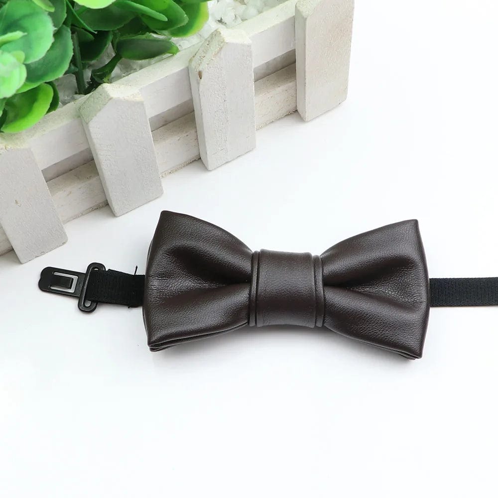 ZONFAZ Kids PU Leather Solid Bow Ties