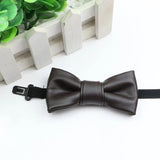 ZONFAZ Kids PU Leather Solid Bow Ties