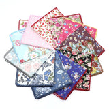 ZONFAZ Light Color Floral Handkerchief Cotton Print Flower Pattern Pocket Square