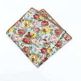 ZONFAZ Light Color Floral Handkerchief Cotton Print Flower Pattern Pocket Square