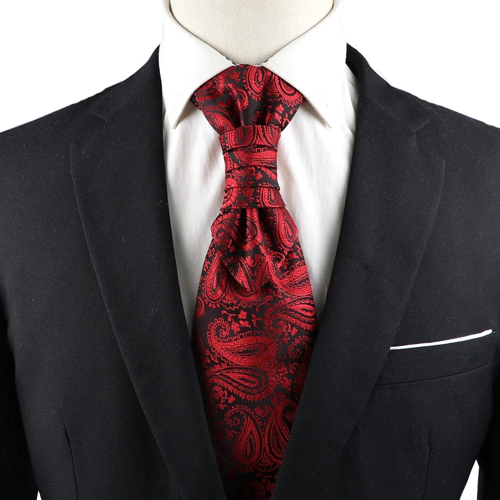 ZONFAZ Luxury Men's Paisley Ascot Solid Tuxedo Tie