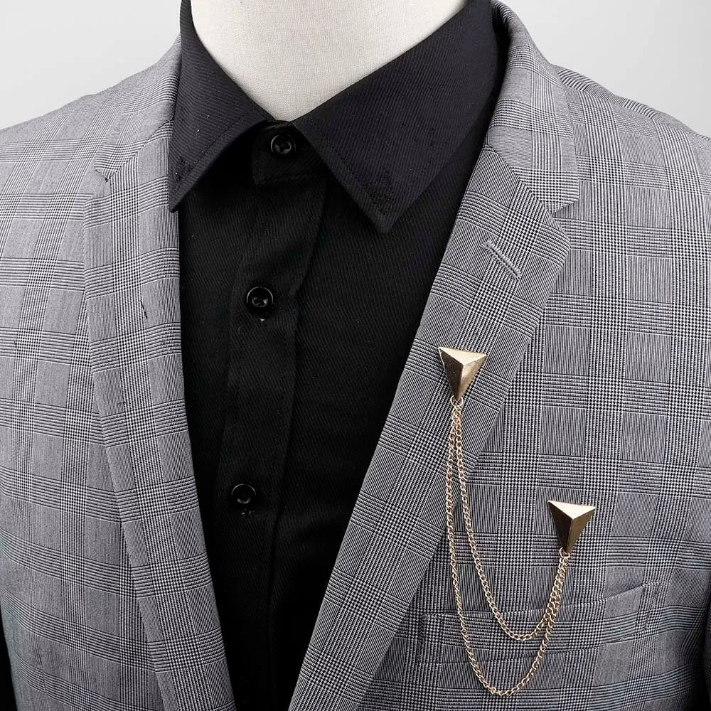 ZONFAZ Men Chain Lapel Pin Suit Shirt Collar Tassel Brooch Pins