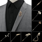 ZONFAZ Men's Advanced Chic Brooches Gold Black Lapel Pins Shirt Collar Pin