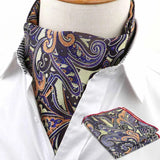 ZONFAZ Men's Ascot Pocket Square Set Vintage Paisley Hankerchief Cravat Neck Tie