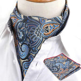 ZONFAZ Men's Ascot Pocket Square Set Vintage Paisley Hankerchief Cravat Neck Tie