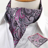 ZONFAZ Men's Ascot Pocket Square Set Vintage Paisley Hankerchief Cravat Neck Tie