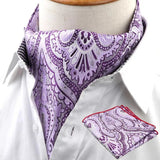 ZONFAZ Men's Ascot Pocket Square Set Vintage Paisley Hankerchief Cravat Neck Tie