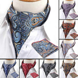 ZONFAZ Men's Ascot Pocket Square Set Vintage Paisley Hankerchief Cravat Neck Tie