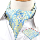 ZONFAZ Men's Ascot Pocket Square Set Vintage Paisley Hankerchief Cravat Neck Tie