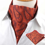 ZONFAZ Men's Ascot Pocket Square Set Vintage Paisley Hankerchief Cravat Neck Tie