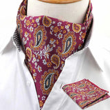 ZONFAZ Men's Ascot Pocket Square Set Vintage Paisley Hankerchief Cravat Neck Tie