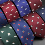 ZONFAZ Men's Cartoon Animal Pattern Slim Tie Silk Jacquard Skinny Necktie