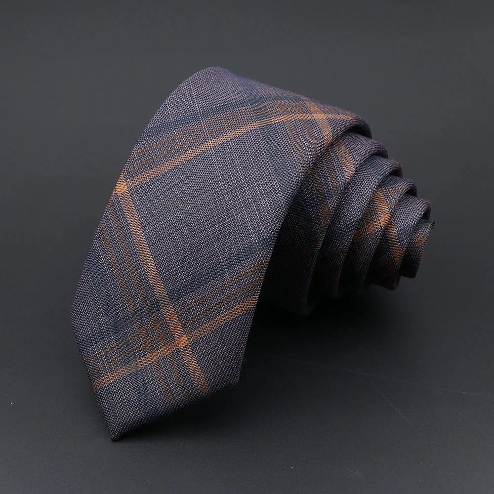 ZONFAZ Mens Classic Jacquard Striped Plaid Necktie Skinny Silk Ties 6cm Wdith