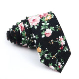 ZONFAZ Men's Cotton Floral Necktie Skinny Flower Ties