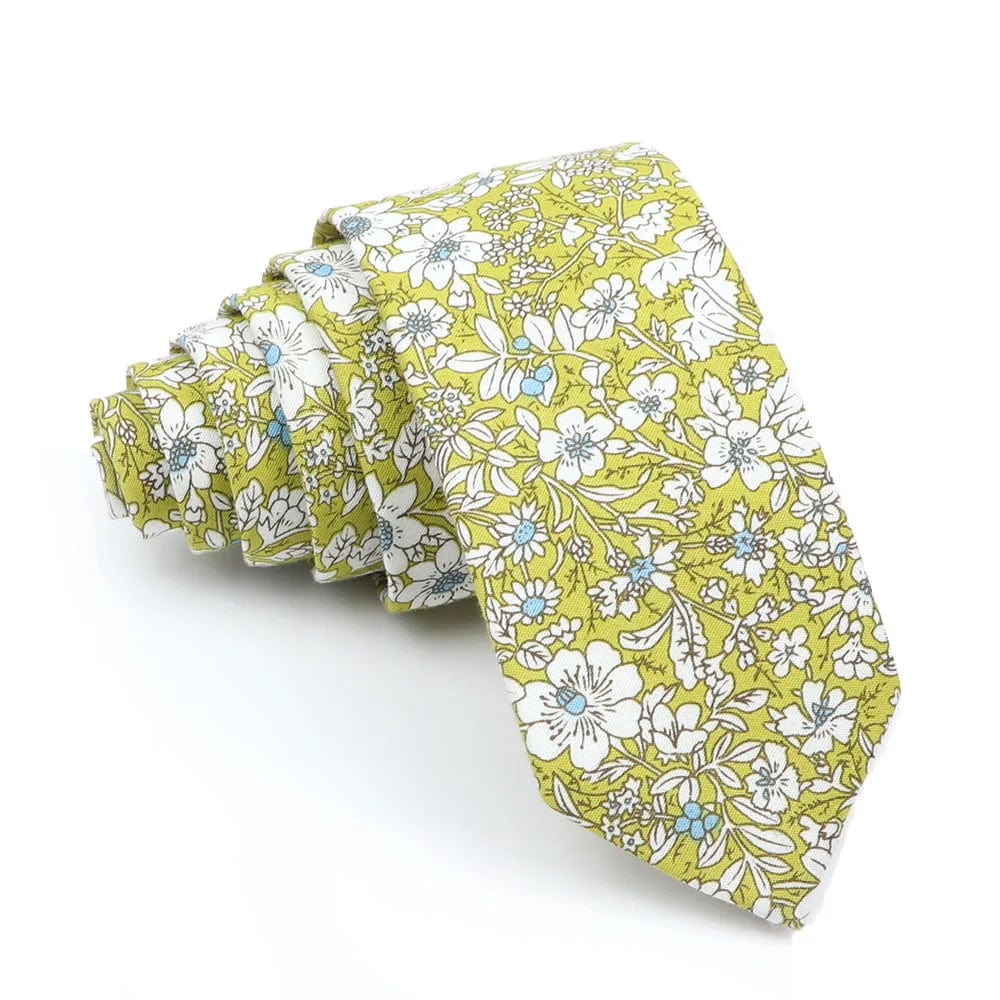 ZONFAZ Men's Cotton Floral Necktie Skinny Flower Ties