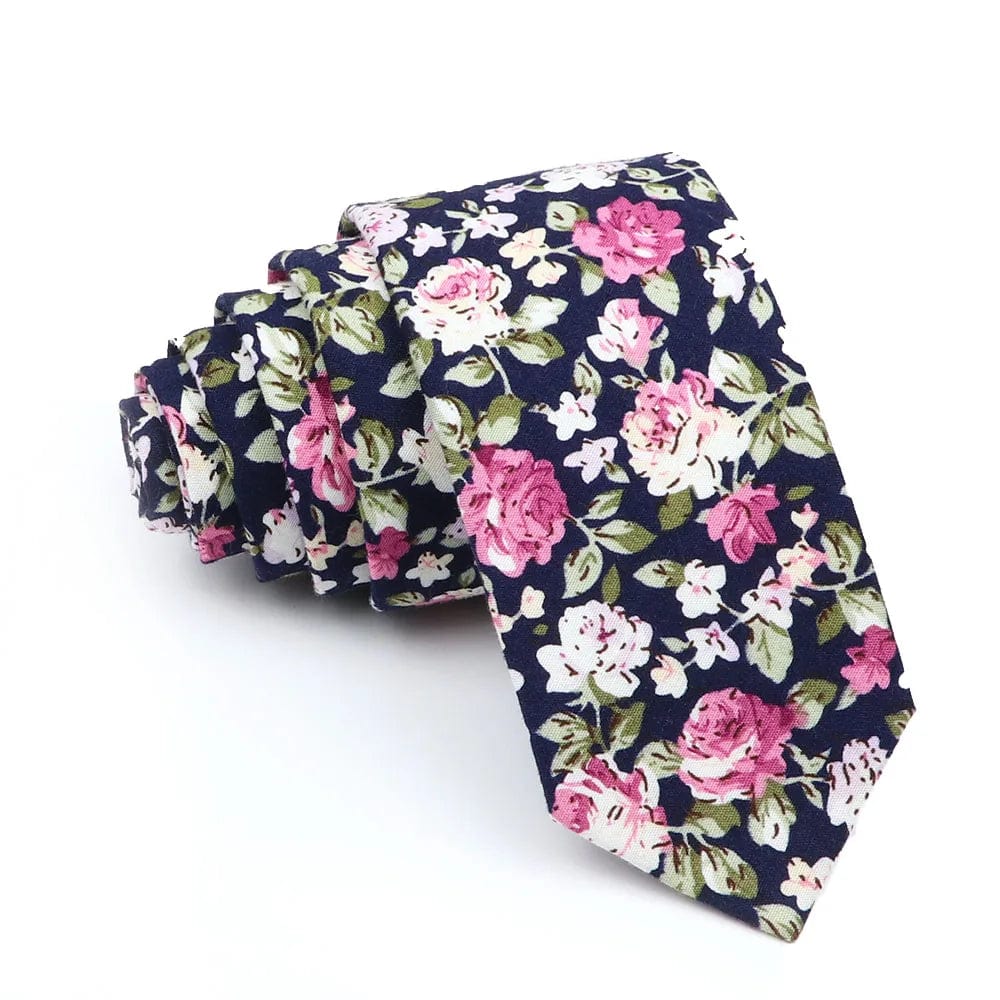 ZONFAZ Men's Cotton Floral Necktie Skinny Flower Ties