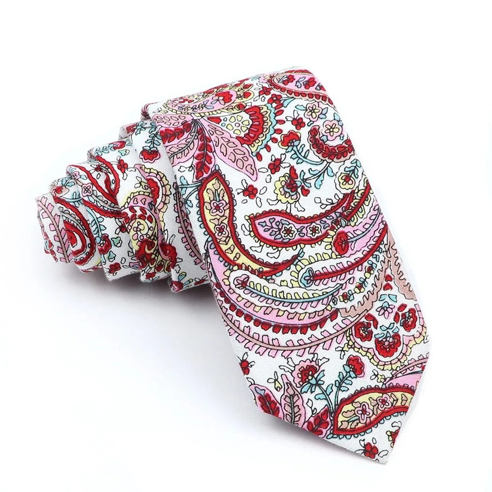 ZONFAZ Men's Cotton Floral Necktie Skinny Flower Ties