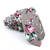 ZONFAZ Men's Cotton Floral Necktie Skinny Flower Ties