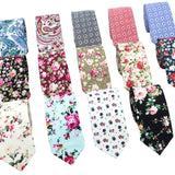 ZONFAZ Men's Cotton Floral Necktie Skinny Flower Ties