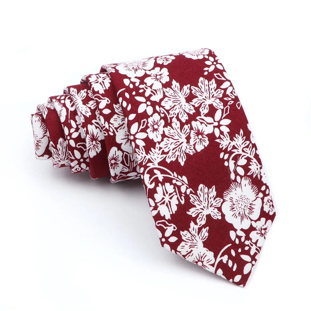 ZONFAZ Men's Cotton Floral Necktie Skinny Flower Ties