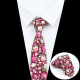 ZONFAZ Men's Cotton Floral Necktie Skinny Flower Ties