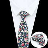 ZONFAZ Men's Cotton Floral Necktie Skinny Flower Ties