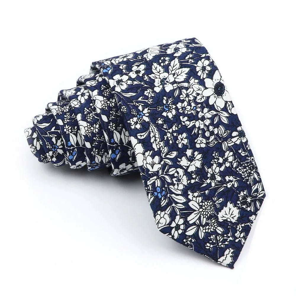 ZONFAZ Men's Cotton Floral Necktie Skinny Flower Ties