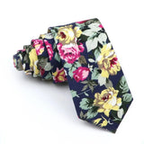 ZONFAZ Men's Cotton Floral Necktie Skinny Flower Ties