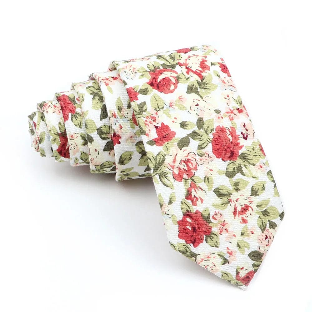 ZONFAZ Men's Cotton Floral Necktie Skinny Flower Ties