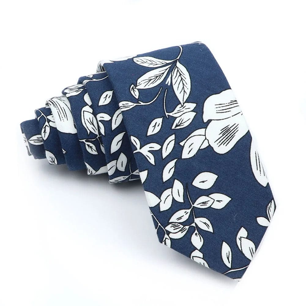 ZONFAZ Men's Cotton Floral Necktie Skinny Flower Ties