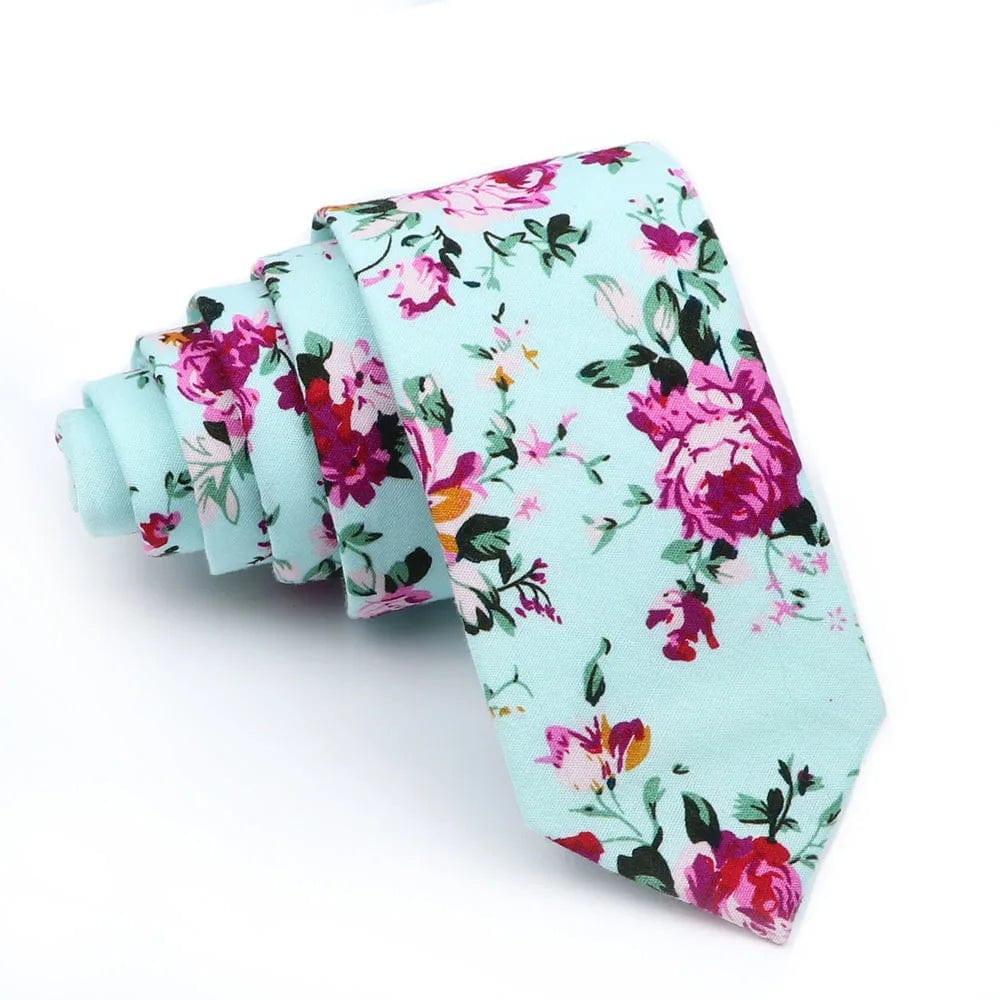 ZONFAZ Men's Cotton Floral Necktie Skinny Flower Ties