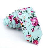 ZONFAZ Men's Cotton Floral Necktie Skinny Flower Ties