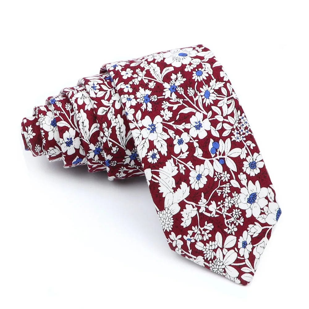 ZONFAZ Men's Cotton Floral Necktie Skinny Flower Ties