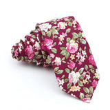 ZONFAZ Men's Cotton Floral Necktie Skinny Flower Ties