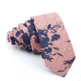 ZONFAZ Men's Cotton Floral Necktie Skinny Flower Ties