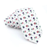 ZONFAZ Men's Cotton Floral Necktie Skinny Flower Ties