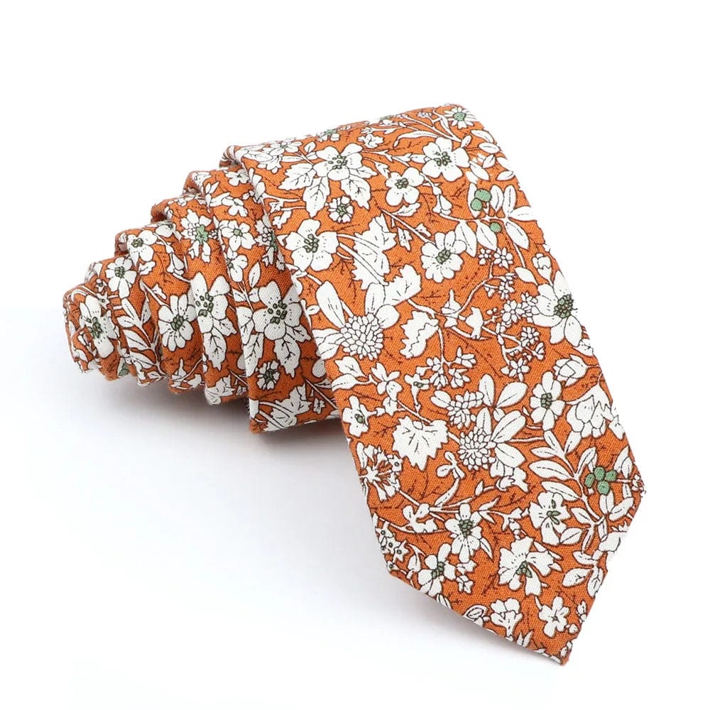 ZONFAZ Men's Cotton Floral Necktie Skinny Flower Ties