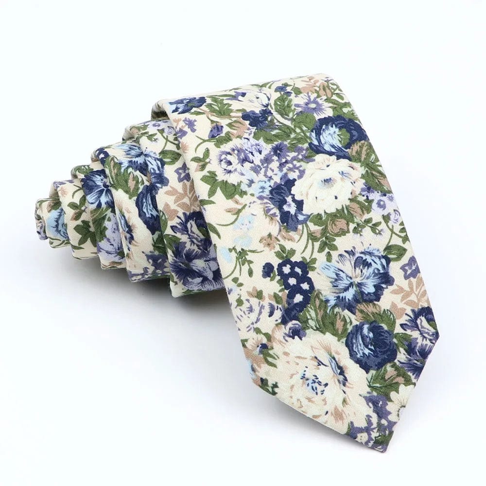 ZONFAZ Men's Cotton Floral Necktie Skinny Flower Ties