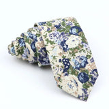 ZONFAZ Men's Cotton Floral Necktie Skinny Flower Ties