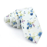 ZONFAZ Men's Cotton Floral Necktie Skinny Flower Ties